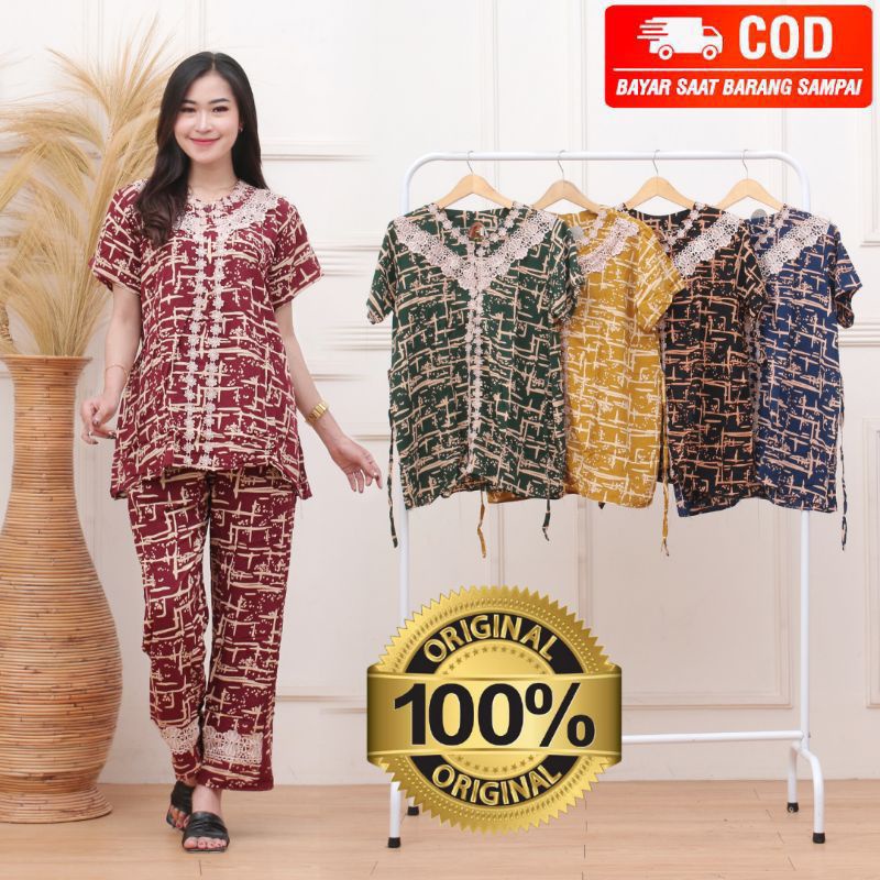 Setelan Lengan Pendek CP Arabia Renda - Motif Kombinasi - busui - ( CP Renda Ayura ) -