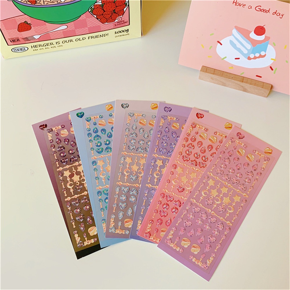 【COD Tangding】Korea Beaded Pendant Sparkling Sequin Laser Sticker DIY Star Chase Card Decoration Material Hand Account