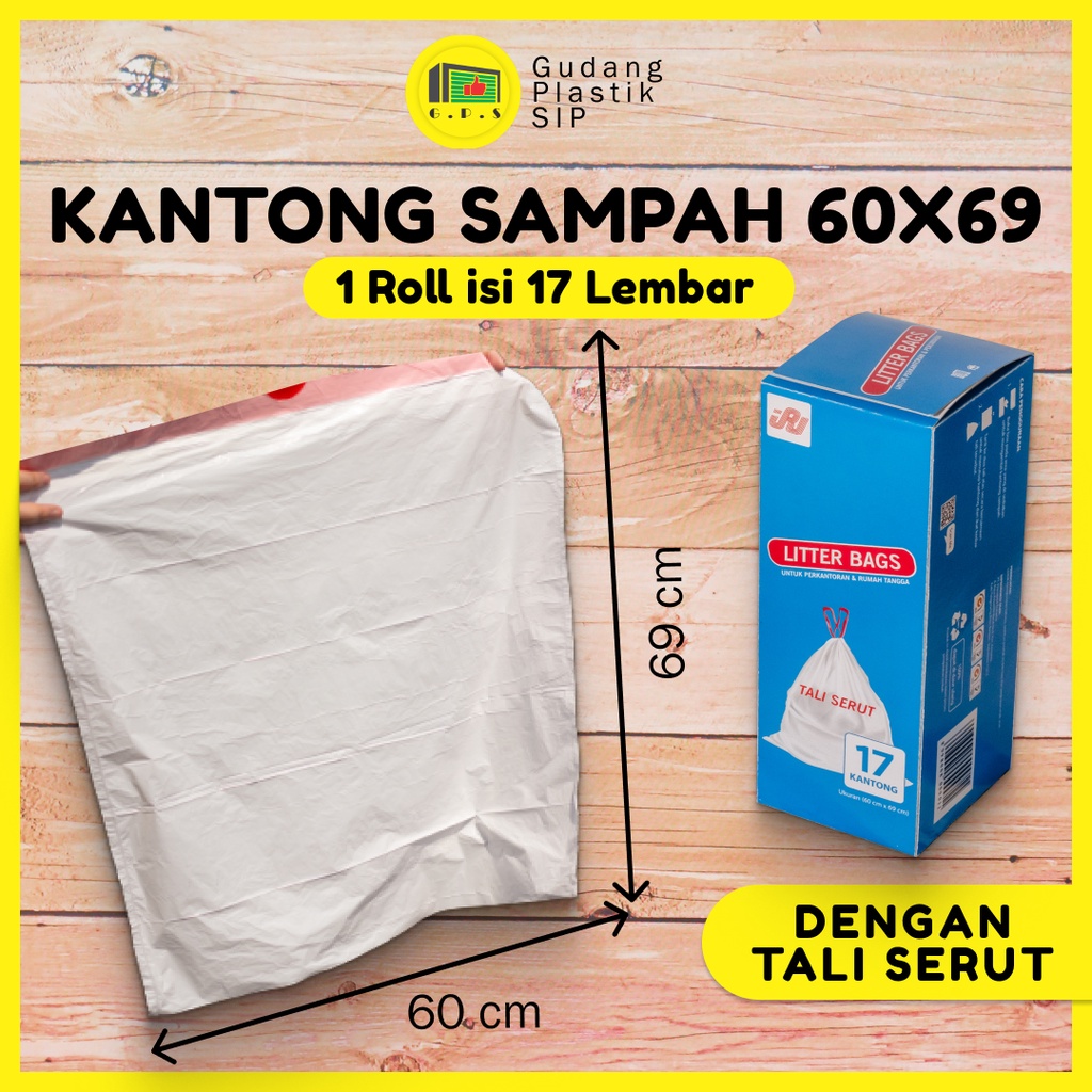 Litter Trash Bag Dengan Tali Serut Uk. 60 x 69