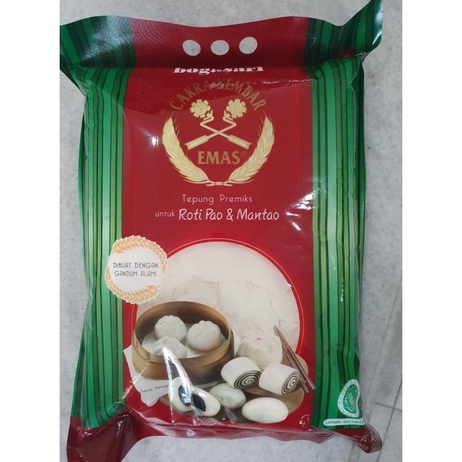

Tepung Cakra Kembar Emas Roti Pao dan Mantao 1 KG