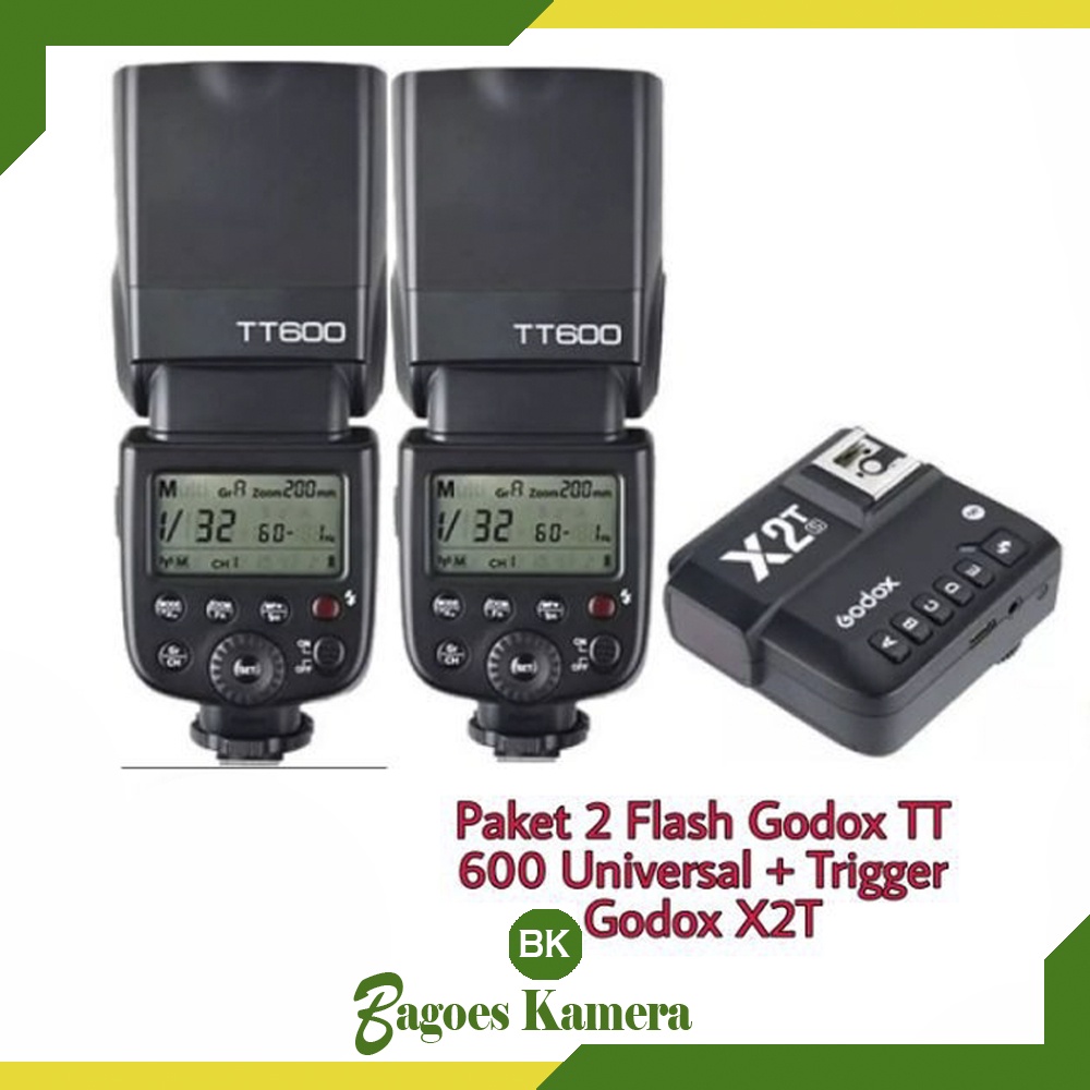 paket bundling flash godox tt600 universal trigger godox x2t triger godox x2t canon nikon fuji sony 