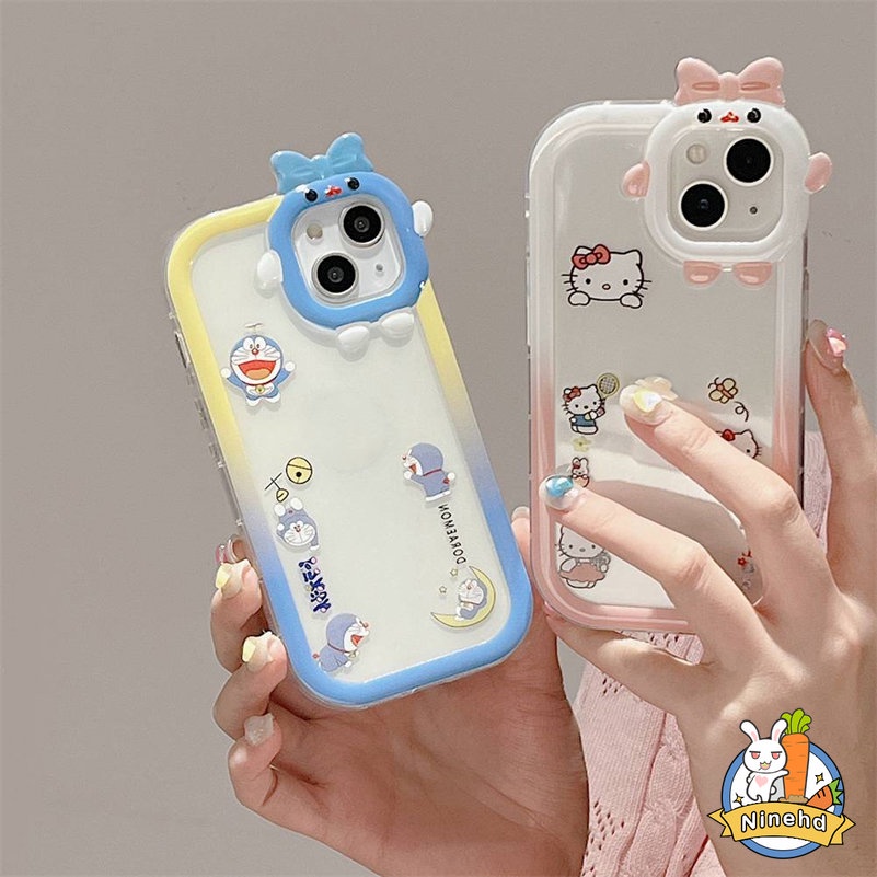 Soft Case Pelindung Lensa 3D Motif Kartun Kucing Untuk iPhone 14 13 12 11 Pro Max X Xr Xs Max 7 8 6 6s Plus SE 2020