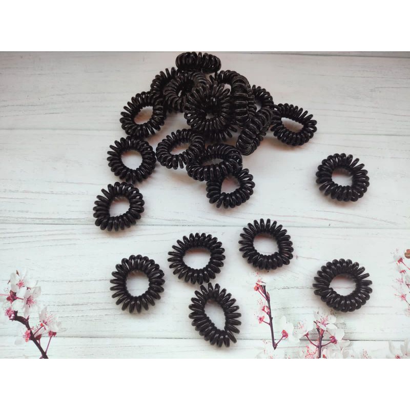 IKAT RAMBUT SPIRAL HITAM UK 3CM/5CM PER PCS