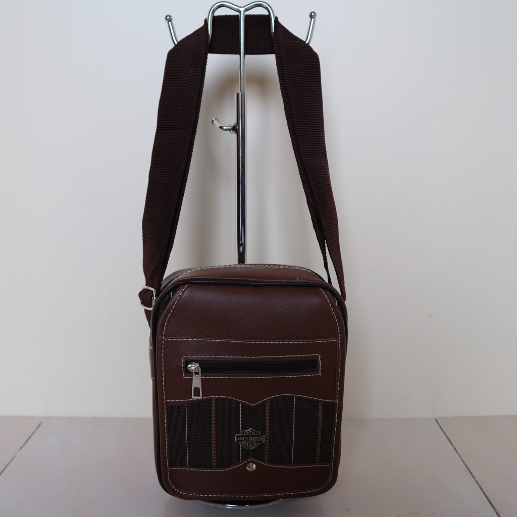 Tas Selempang Slempang Kulit Kecil Coklat Classic Elegan Cassual Keren