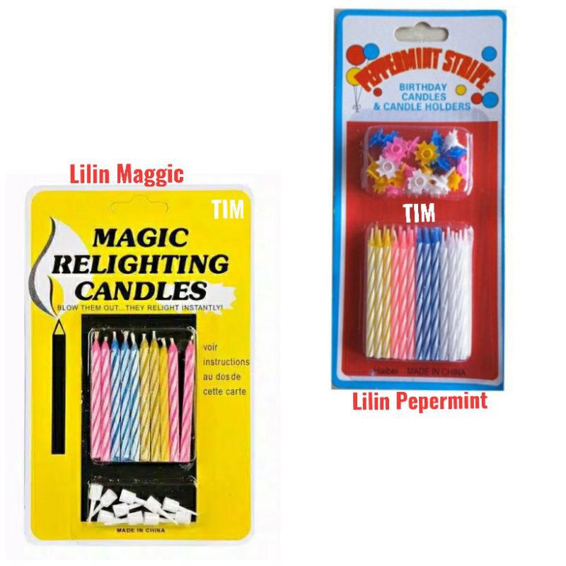 Lilin ULANG TAHUN Pepermint / Maggicc Relighting Candles Warna Warni