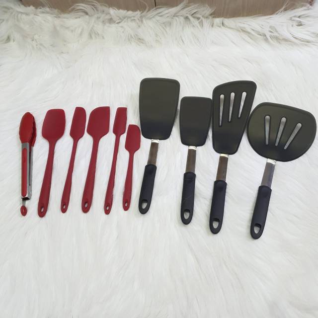 Set spatula 10 tunner sutil tanpa sambungan tahan panas food grade tebal dan lentur solet sodet