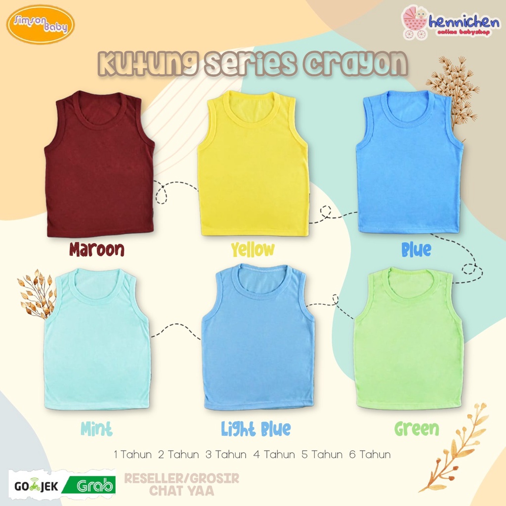 SIMSON BABY BY ARUCHI KUTUNG ANAK SERIES CRAYON SINGLET KAOS DALAM ANAK UNISEX 1-5 TAHUN