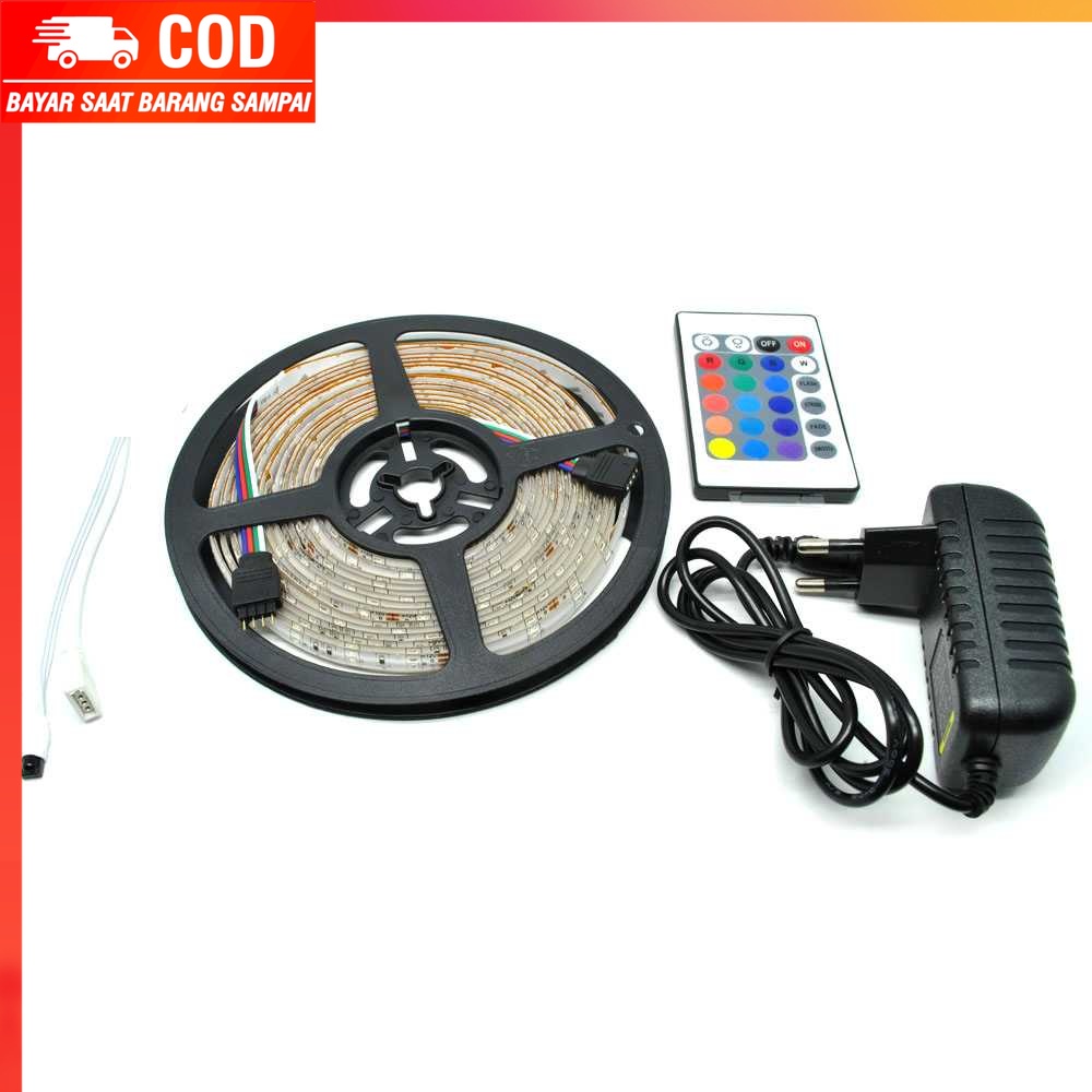 (100% BARANG ORI) RGB LED Strip 3528 300 LED 5 Meter 12V 2A Light Controller Remote