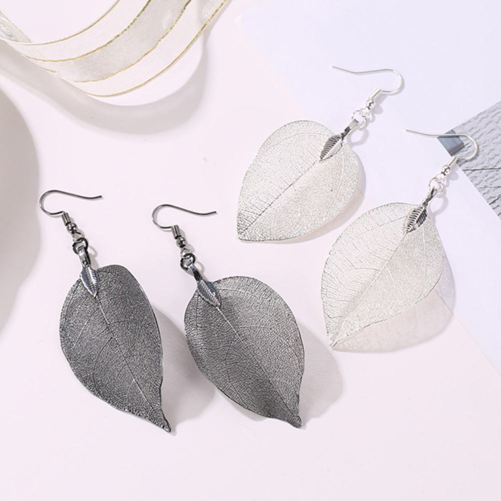 Hu Hu Hu Hu Hu Alat Bantu Pasang Kacamata♡ Anting Kait Gantung Statement Wanita Desain Daun Hollow Gaya Vintage Untuk Pesta