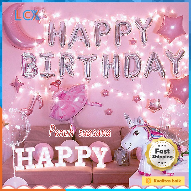 LCX 3D DOUBLE DEKORASI SET BIRTHDAY/BALON FOIL / DEKORASI ULANG TAHUN ANAK