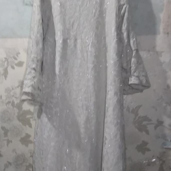 New Gamis Brukat Brokat Pengantin pesta kondangan - Silver Promo
