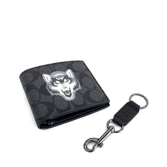 COACH Men’s Wallet Double Billfold Wolf Signature