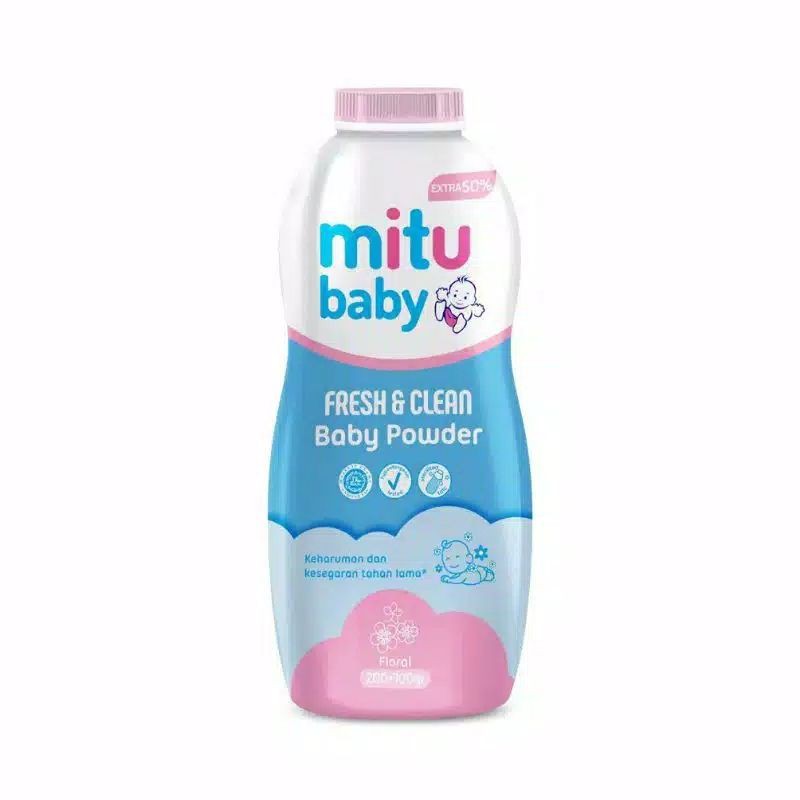 MITU baby powder fresh&amp;clean 200gr+75 pink&amp;blue