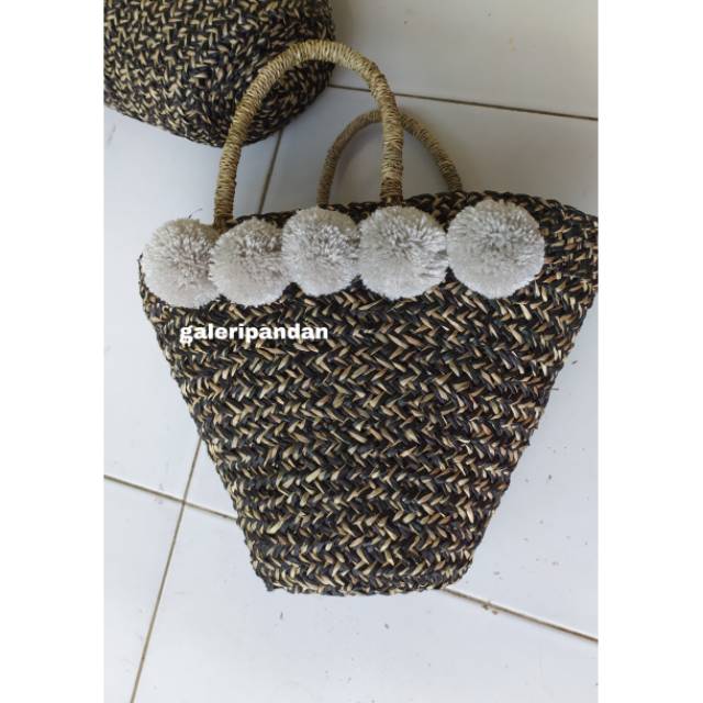TAS MENDONG LURIK POMPOM // TAS ANYAMAN MENDONG // TAS ETHNIK