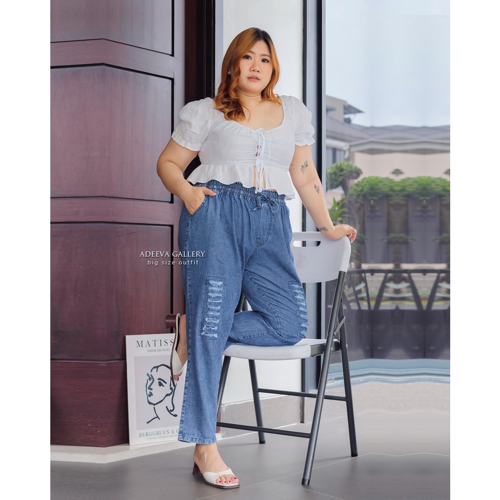 ADEEVA Redea Pants Super Jumbo Celana Jeans Wanita Jumbo