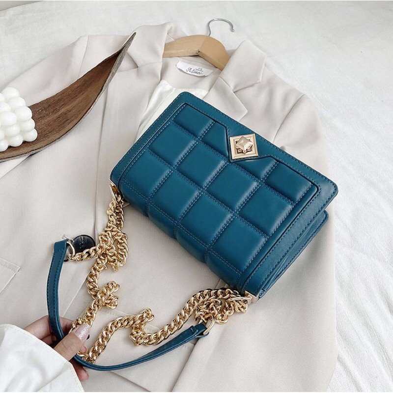 SG2930 syafniegalery tas selempang tali rantai bordir kotak besar impor