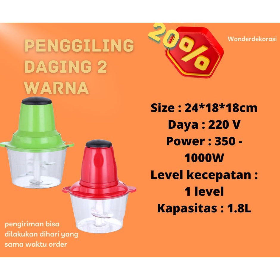 Blender capsule Blender Daging / Meat Grinder / Food Chopper -Wonderdekorasi