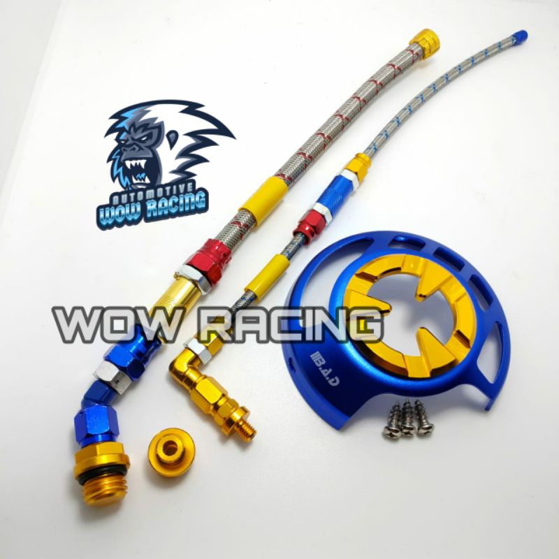 Paket 3in1 Tutup Oli Mesin Selang Serat + Tutup Oli Gardan + Cover Kipas Beat Mio Fino Karbu Scoopy 