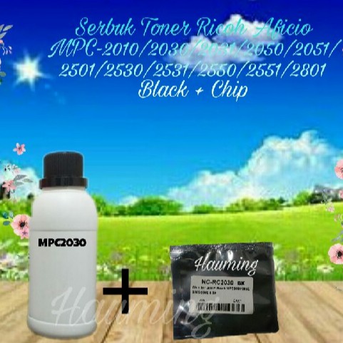 Serbuk Toner Ricoh Aficio MP C2010 C2030 C2031 C2050 C2051 C2501 C2530 C2551 C2801 Black + Chip