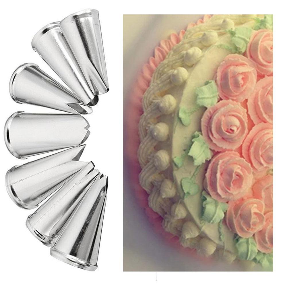 Solighter 7PCS Daun Cream Stainless Steel Craft Cupcake Icing Tips