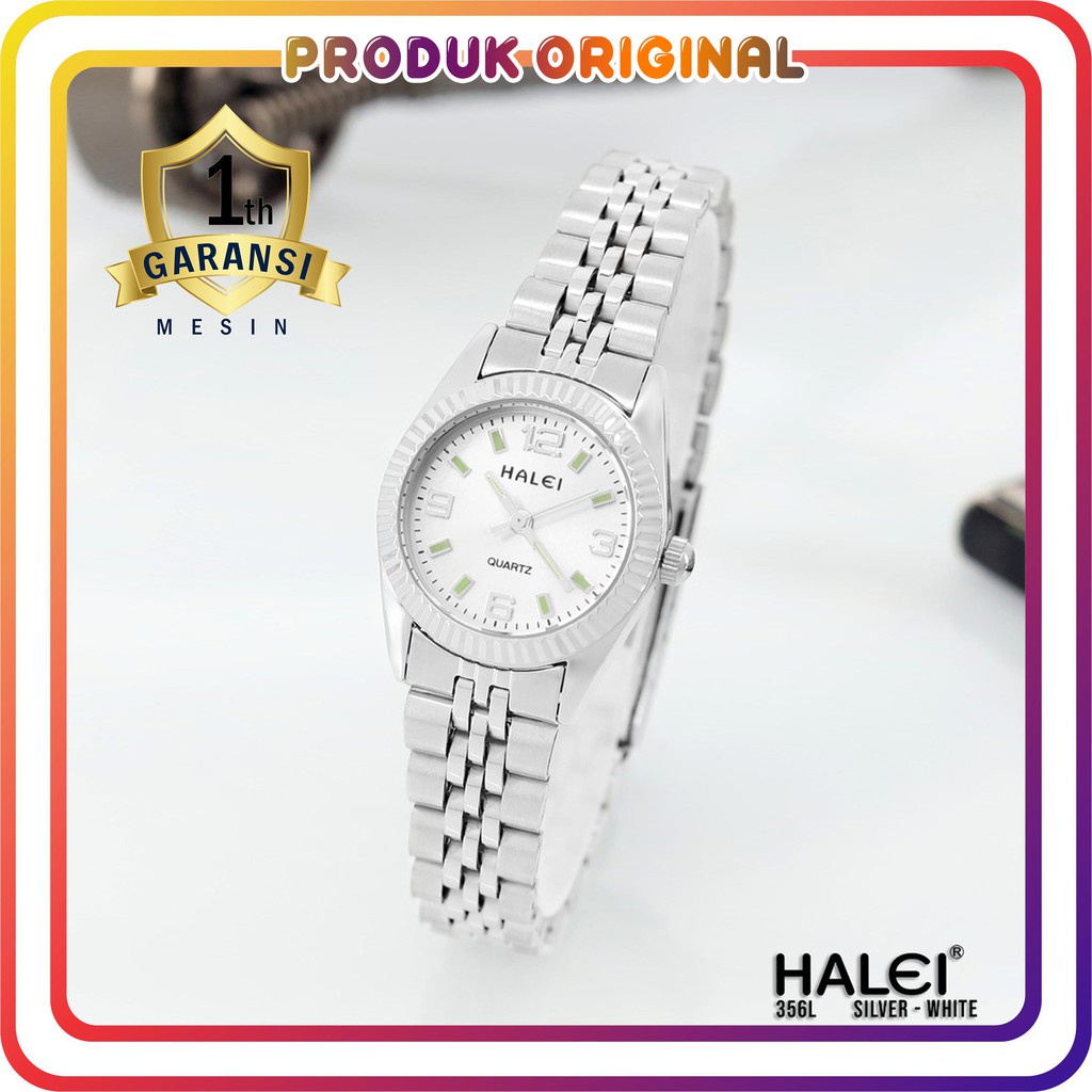 COD JAM TANGAN WANITA HALEI ORIGINAL 356 POLOS RANTAI SILVER WATER RESISTANT STAINLES STEEL