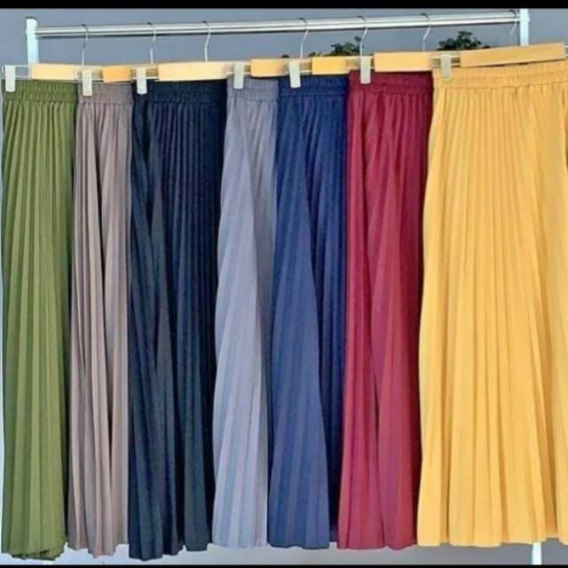 ORIGINAL PRODUK rok  plisket  warna  bahan jersi premium  A 