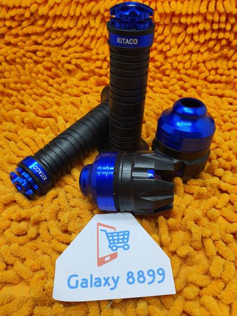 Handgrip ring biru + Jalu As roda depan biru