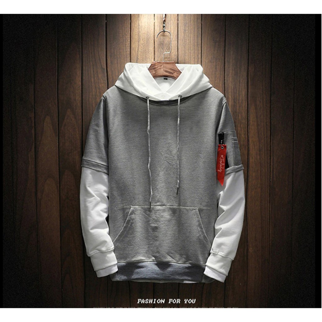 Jual Hoodie Pria Balak Abu Pekat Dengan Bahan Fleece Tersedia 2 Warna ...