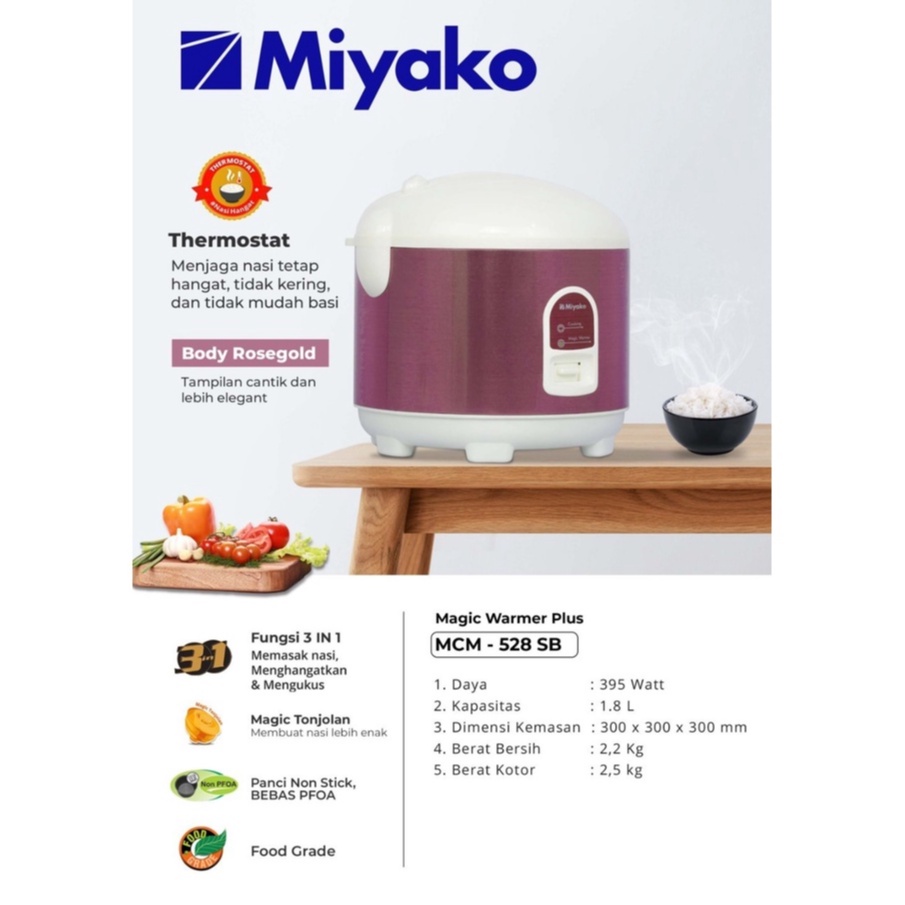 Magic com / rice cooker Miyako 528 1,8 liter tanggung murah bagus garansi 1 tahun