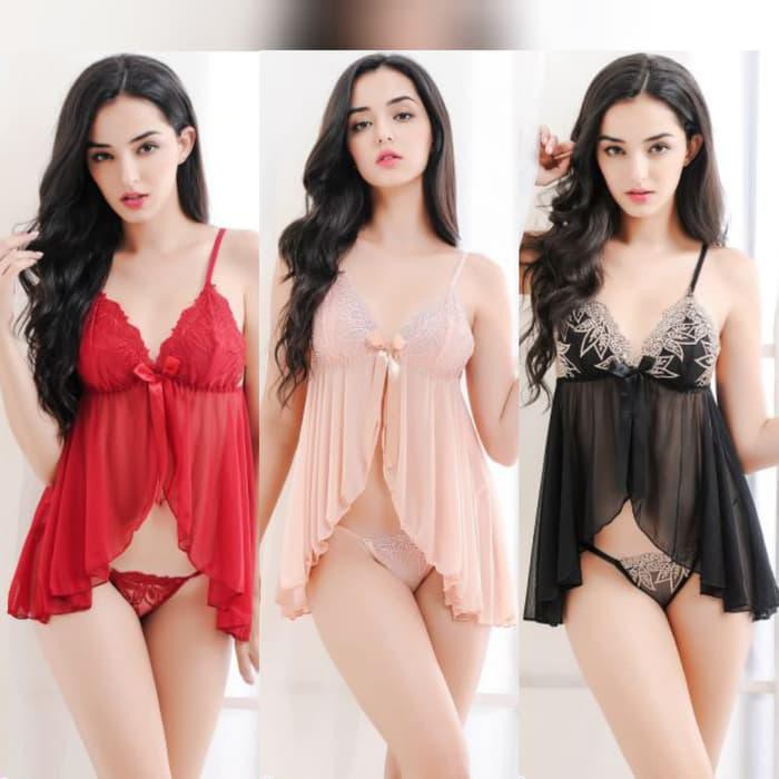 ACL1003 - Sexy Lingerie Baby Doll Transparan Baju Tidur Seksi