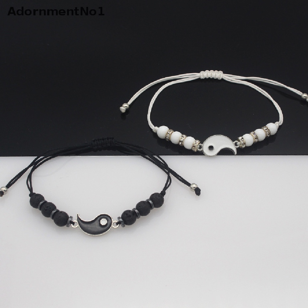 (AdornmentNo1) Gelang Tali Anyam Handmade Adjustable Dengan Charm Tai Chi Cina Untuk Pasangan / Teman