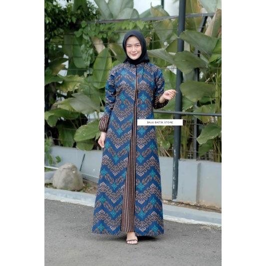 Maura Couple - Sania Ruffle Batik Couple ori Ndoro jowi DNT Garansi Termurah Shopee - Couple Aulia-GAMIS SONGKET NAVY