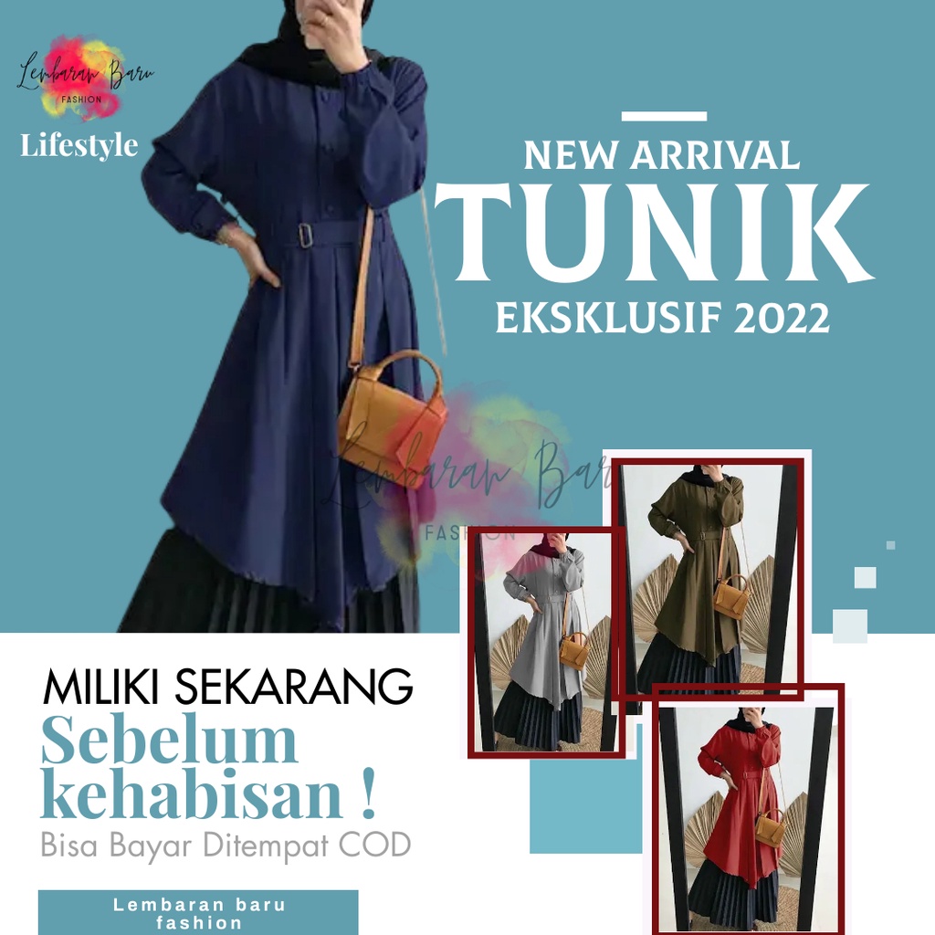 Baju tunik wanita remaja terbaru 2021 2022 kekinian polos 007