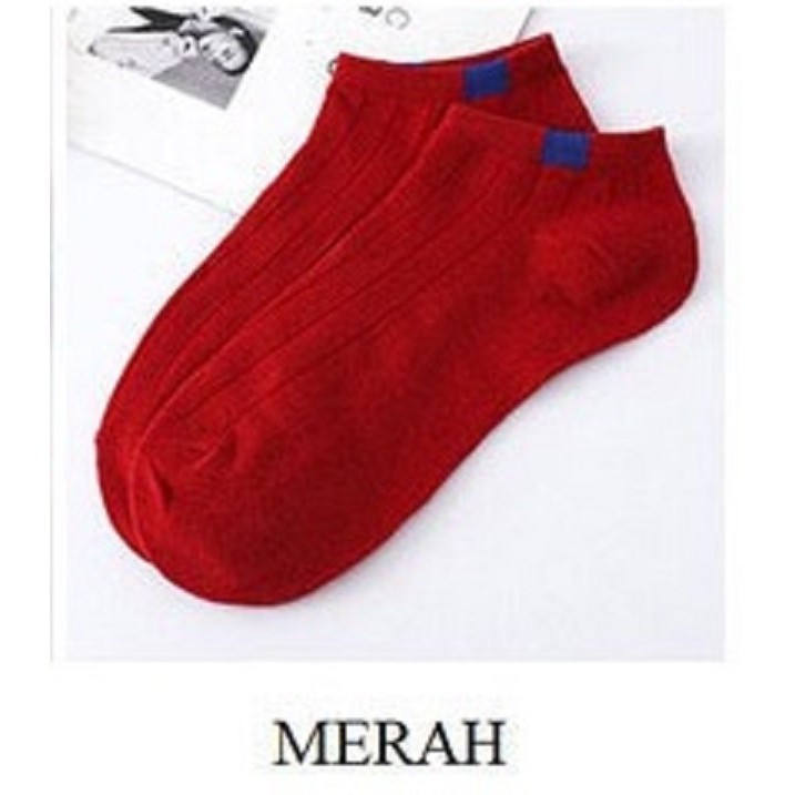 ☛BELIDEH☚ R103 Kaos Kaki Polos 6 Garis Unisex Fashion Wanita/Pria Kaos Kaki Import Murah Jakarta-MERAH