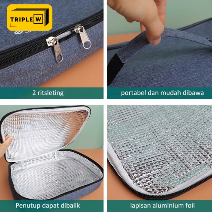 Triple W Tas Bento Box Bekal Makan Pouch Lunch Box Premium