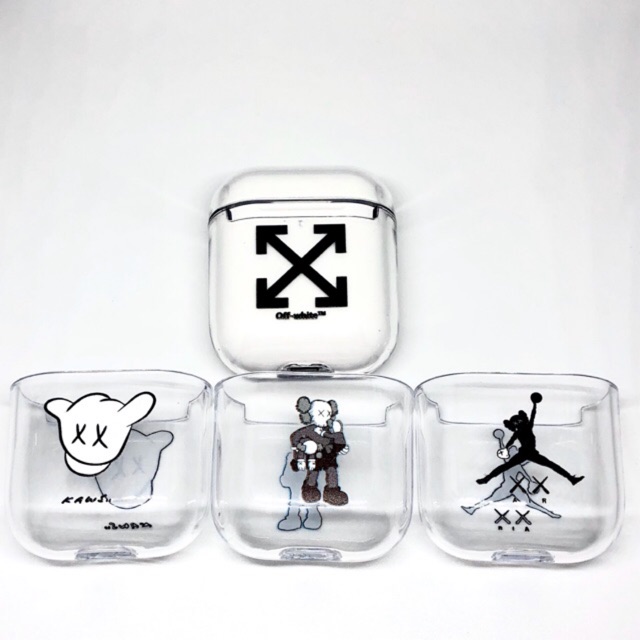 Case Airpods Bening Transparan Hard Case Merk Kaws, Off-white, Air Jordan