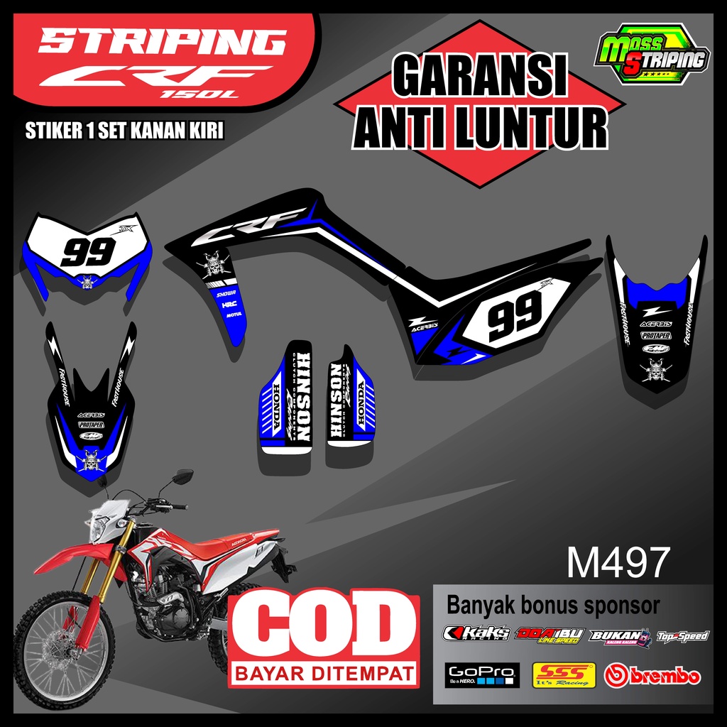 STIKER STRIPING MOTOR HONDA CRF 150L 150 L KODE M-497 STICKER SETIKER SETRIPING LIST VARIASI LIS PAR