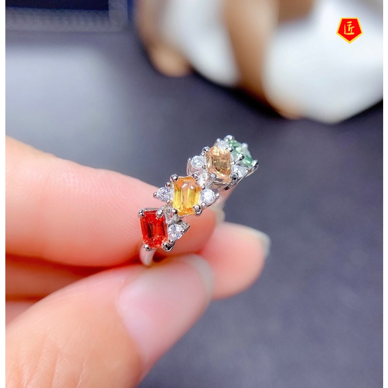 [Ready Stock]Simple Elegant Natural Colorful Tourmaline Open Ring