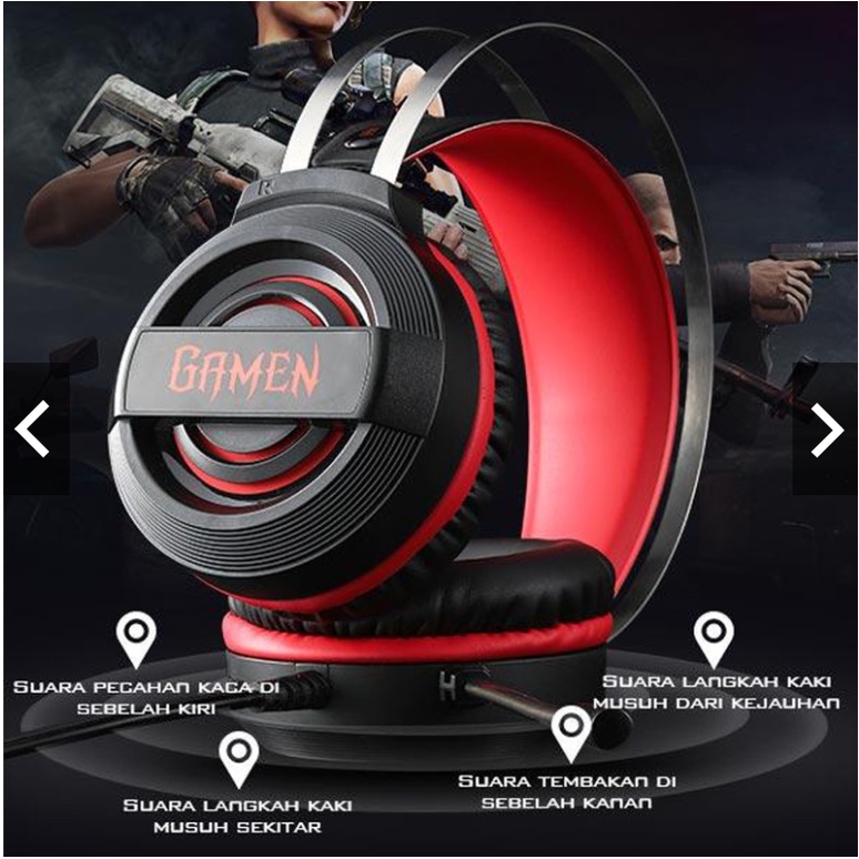 PROMO GAMEN GH1000 Gaming headset Head Beam Virtual Surround Black-Garansi 1 Tahun