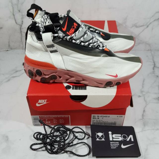 nike react runner mid wr ispa white light crimson