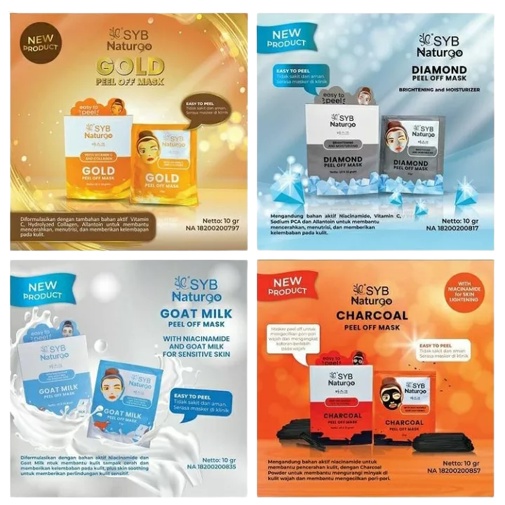 Korea Beauty SYB NATUR90 Peel Off Mask Goat milk | Diamond | Gold | Charcoal Naturgo | Acne Jerawat Masker Wajah (✔BPOM) 10gr Termurah