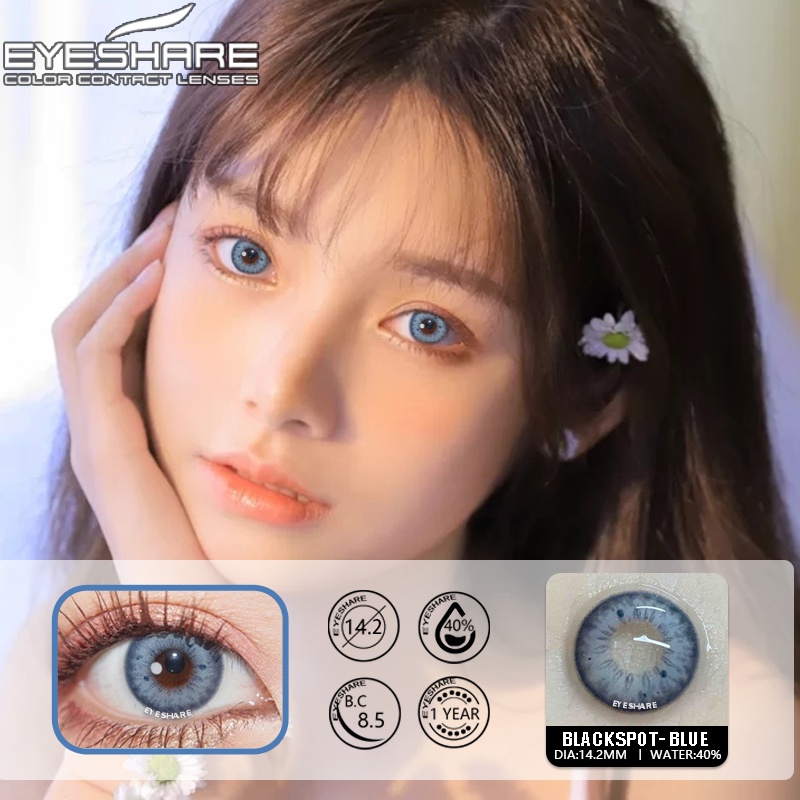 Softlens EYESHARE 14.2mm softlens natural soflens korea aesthetic lensa mata Lensa Kontak 1 paket ori murah normal (0.00) BLACKSPOT brown harian soflen free lenscase