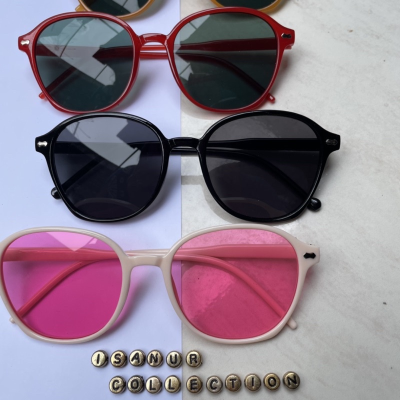 ISANUR97 - AGYA SUNGLASSES | Kacamata Bulat Kacamata Hitam Wanita Retro Korean Fashion