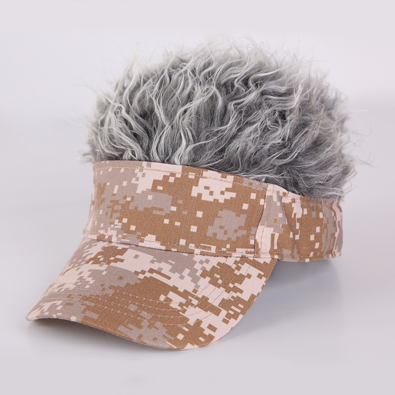 Topi Baseball Dengan Wig Motif Camouflage Gaya Hip Hop Untuk Pria