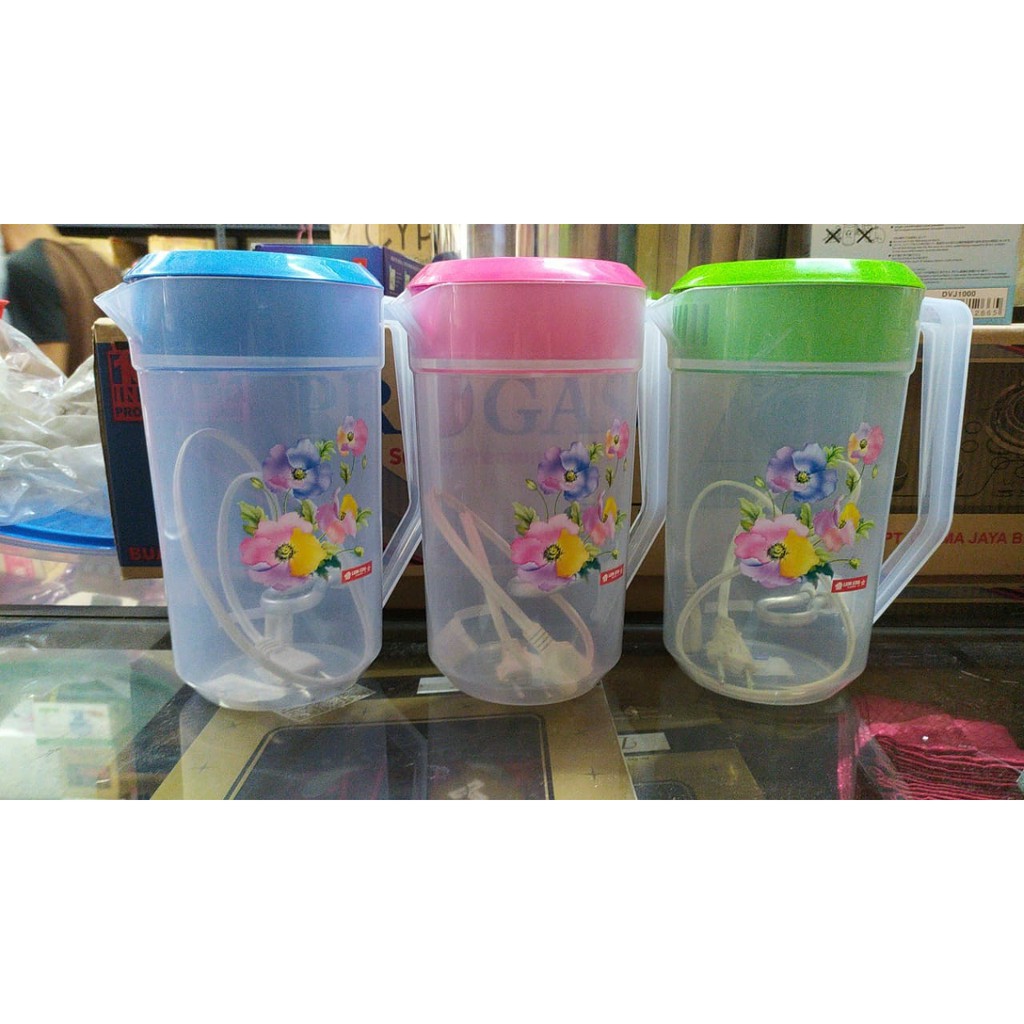 LION STAR Teko Listrik / Teko Air Minum (Elemen) (Bisa Masak Air Panas) K-3 Water Jug 2.1 L (Printed) / Pitcher / Kendi Air-1