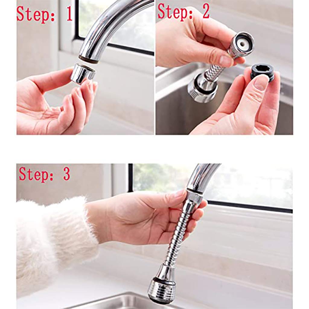 360 Rotate Swivel Dual Modes Faucet Sprayer / Kitchen Big Angle Anti Splash Faucet Nozzle Filter / Universal Water Saving Tap Head Spray Attachment