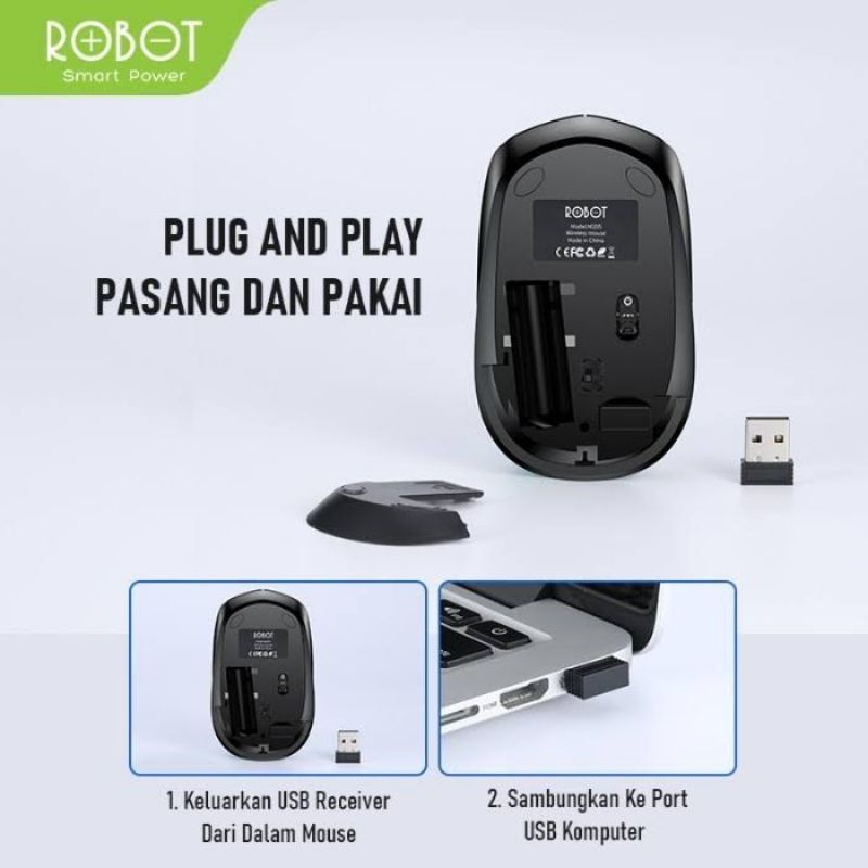 [ROBOT 205] MOUSE WIRELESS ORIGINAL ROBOT 1600DPI MOUSE BLUETOOTH ERGONOMIC DESIGN