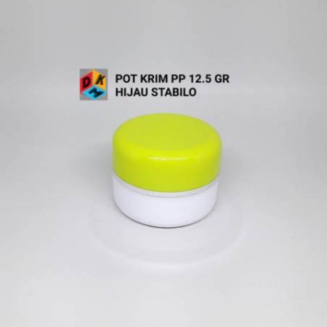 

Pot krim murah PP 12.5 gram hijau stabilo list silver