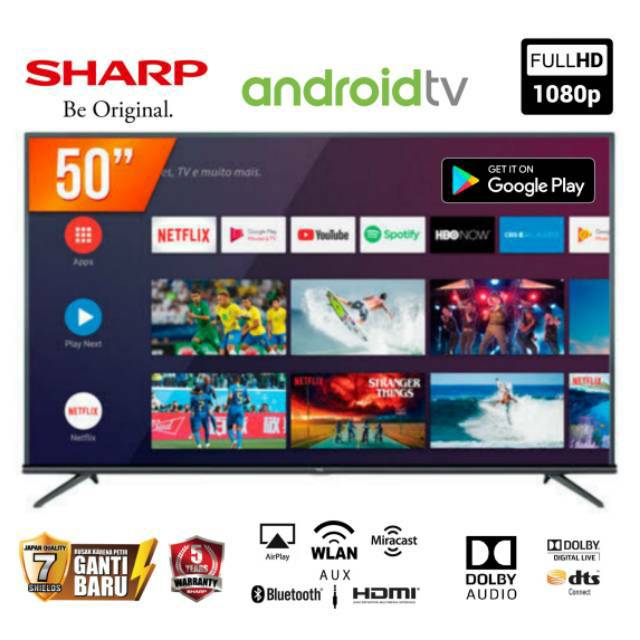 Jual Garansi 5 Tahun Led Sharp Android Tv 50 Inch 2t C50bg1i Fhd Bluetooth Digital Indonesia Shopee Indonesia