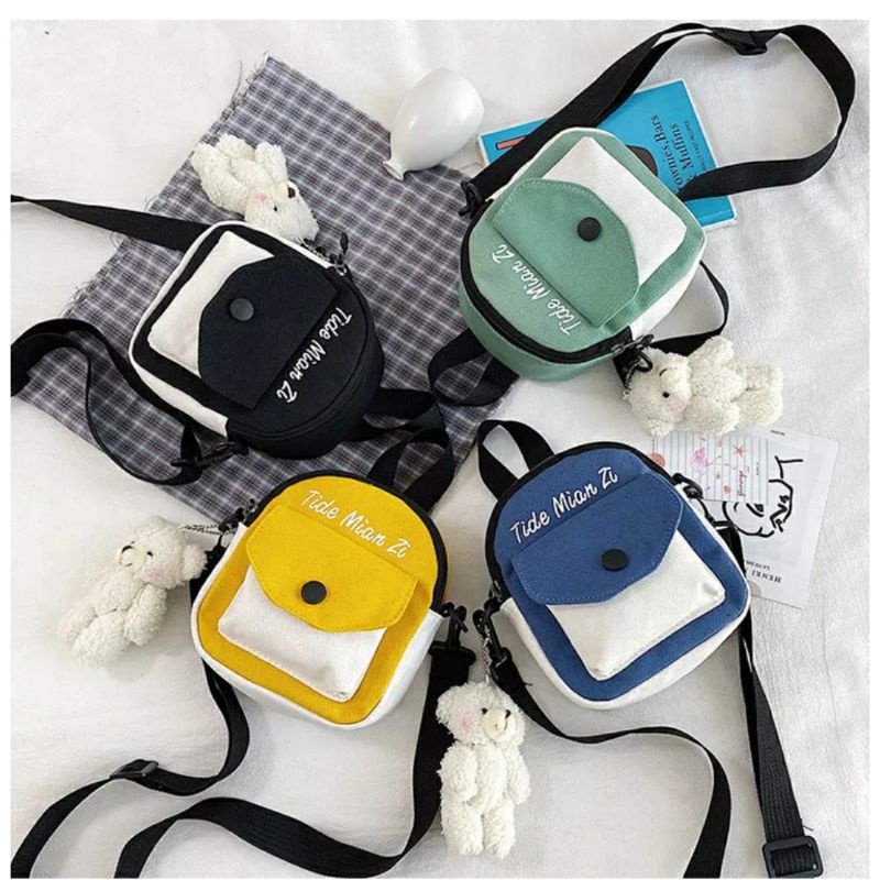 dem_sare / DS1128 MIANZI Tas Selempang Wanita Sling bag Mini Sling Bag Tas selempang kanvas Tas Selempang Wanita Fashion Korea Murah